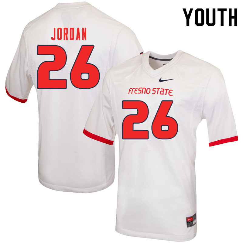 Youth #26 Randy Jordan Fresno State Bulldogs College Football Jerseys Sale-White